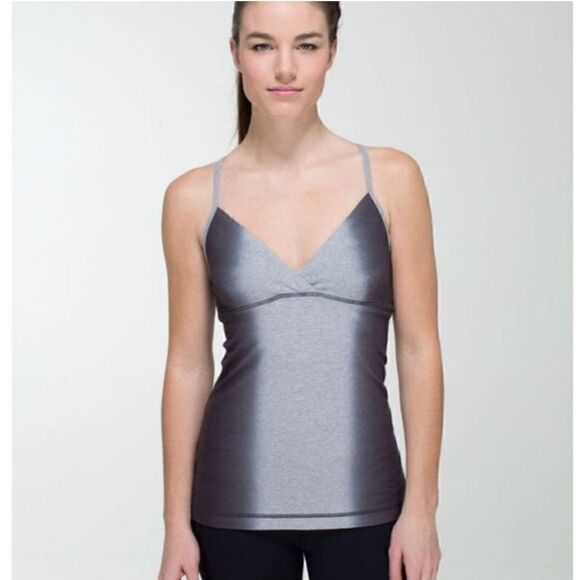 Lululemon Athletica Women's Satya Tank Heathered Grey Size 6 - Picture 3 of 8